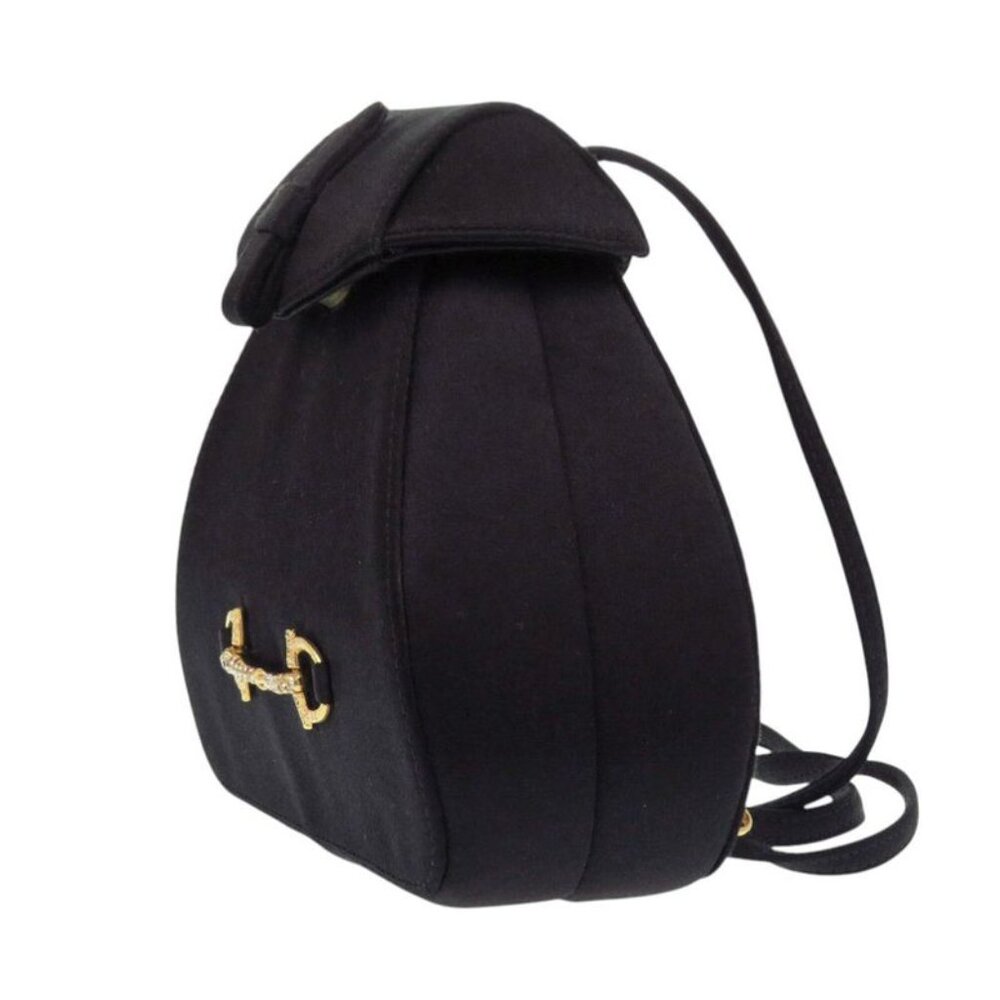Gucci Horsebit Backpack Satin Rhinestone Black Mini Bag Black 0837 - Picture 4 of 8